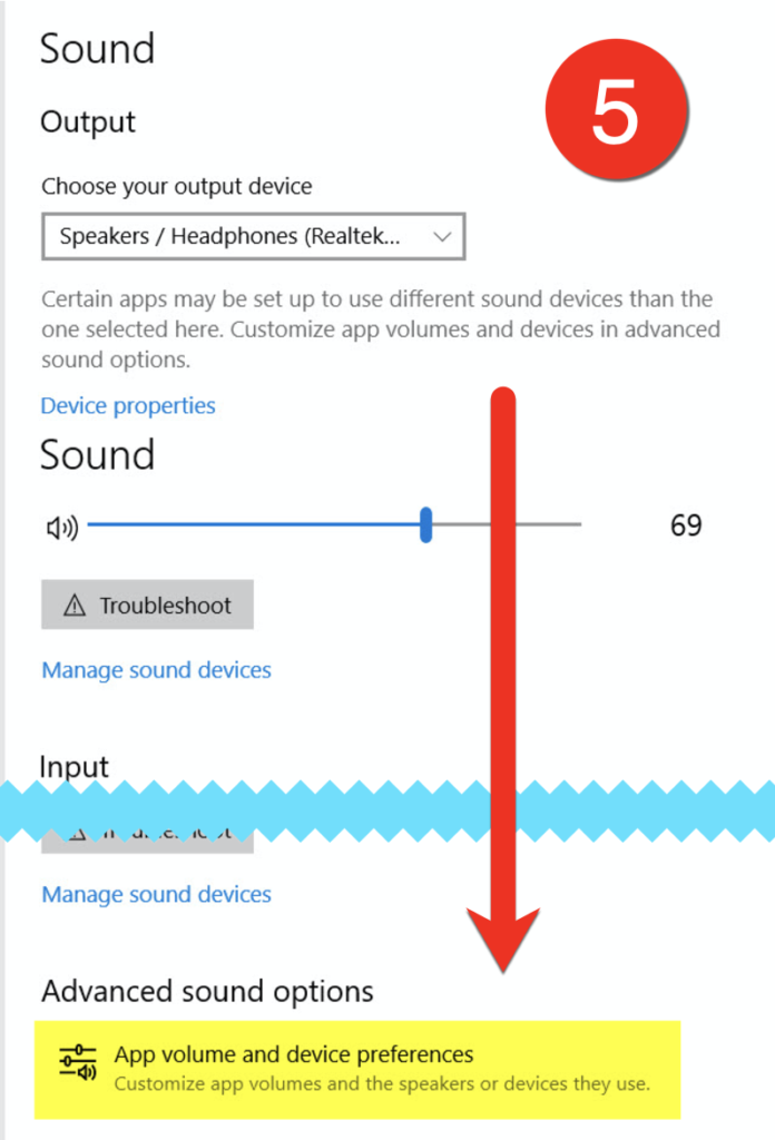 Scroll to the bottom of the page and select App volume and device preferences.
